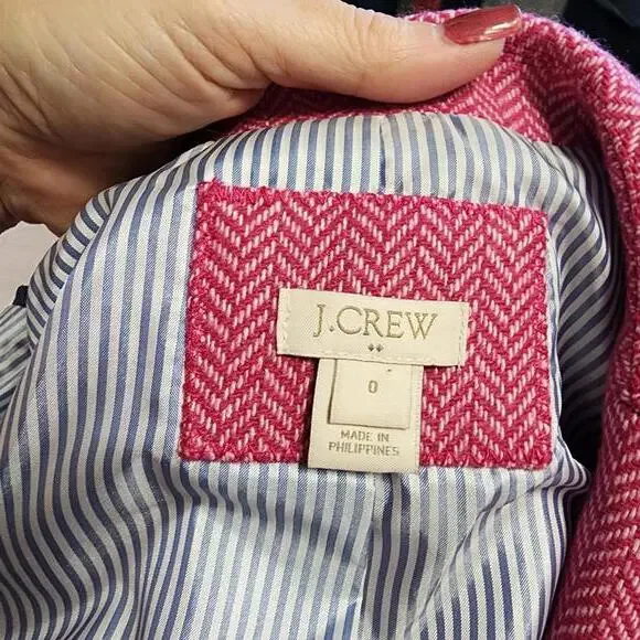 NWOT J Crew pink tweed blazer jacket adorable 0 - Picture 8 of 9